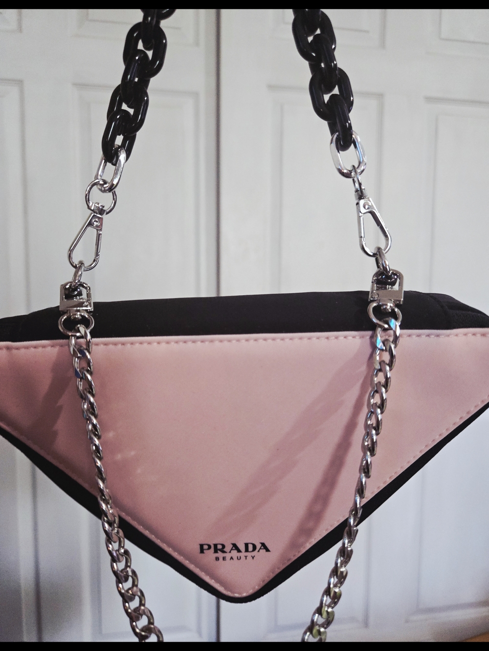 Prada Pink Triangle Mini Wristlet Bag with Chain - Picture 3 of 6